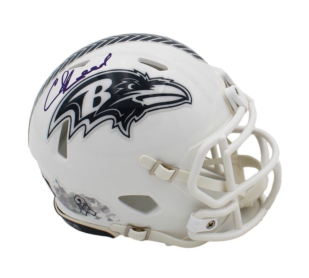 Ed Reed Signed Cleat Ed Reed Signed Baltimore Ravens Speed Salute to Service 3 NFL Mini Hel ...