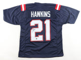 Jaylinn Hawkins Signed New England Patriots Jersey (Beckett) Defensive Back