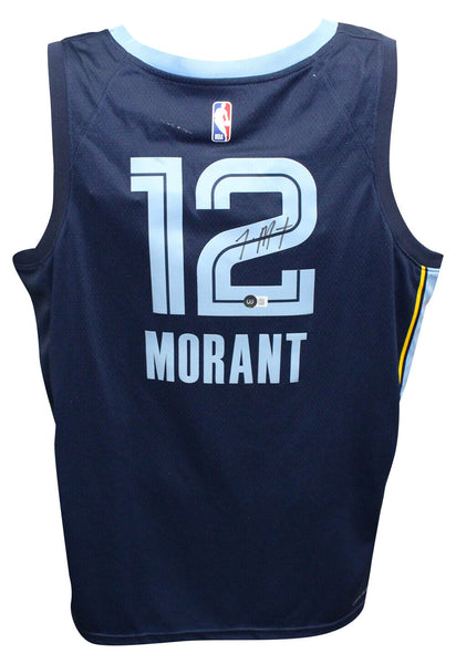 Ja Morant Autographed Memphis Grizzlies Navy Blue Jersey Nike Beckett 40799
