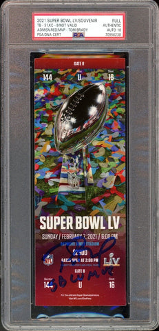 2021 Super Bowl LV Buccs Tom Brady MVP Ticket PSA Authentic Auto 10 GEM Fanatics