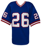 Devin Singletary (GIANTS) Signed Blue Custom Football Jersey -(SCHWARTZ COA)