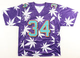 Ricky Williams Signed Miami Dolphins Custom Purple Weed Print Jersey (Beckett)