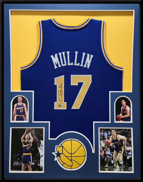 FRAMED GOLDEN STATE WARRIORS CHRIS MULLIN AUTOGRAPHED SIGNED JERSEY BAS COA