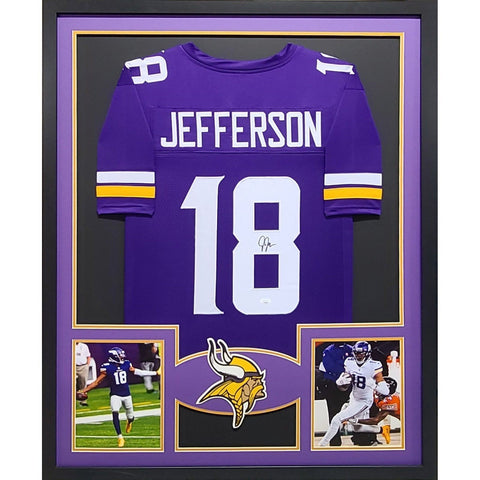 Justin Jefferson Autographed Signed Framed Purple Minnesota Vikings Jersey JSA