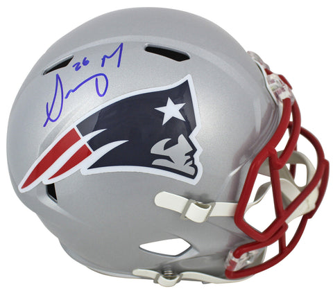 Patriots Sony Michel Authentic Signed Full Size Speed Rep Helmet BAS Witnessed