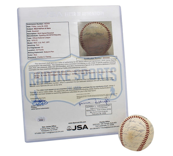 Mickey Mantle, Pee Wee Reese Multi-Signed Spalding MLB Baseball 23 Sigs -JSA LOA