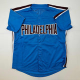 Autographed/Signed Pete Rose Philadelphia Retro Blue Jersey JSA COA