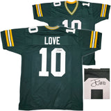 GREEN BAY PACKERS JORDAN LOVE AUTOGRAPHED GREEN JERSEY BECKETT WITNESS 239854