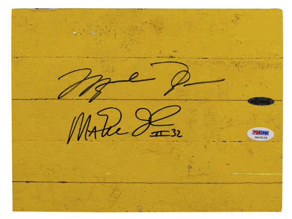 Michael Jordan & Magic Johnson Authentic Signed 8x10 Forum Floorboard PSA & UDA