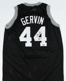 George Gervin Autographed Black Pro Style Jersey w/ HOF - JSA *Black