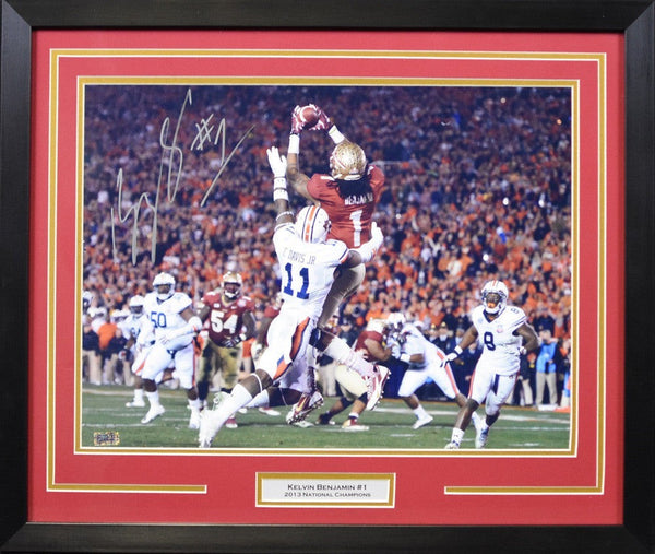 KELVIN BENJAMIN SIGNED FLORIDA STATE SEMINOLES 16x20 FRAMED PHOTO COA
