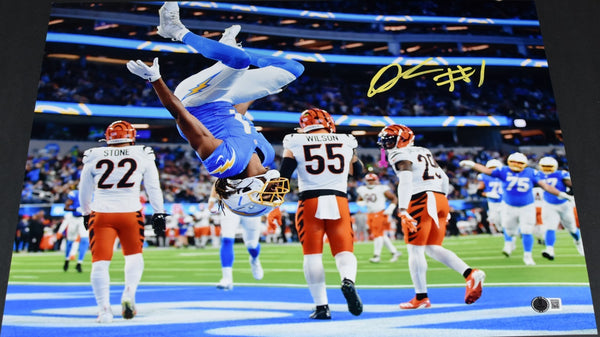QUENTIN JOHNSTON AUTOGRAPHED LOS ANGELES CHARGERS FLIP 16x20 PHOTO BECKETT