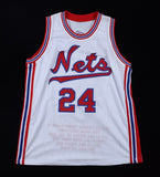 Rick Barry Signed New York Nets Career Highlight Stat Jersey (JSA QR) 8xAll Star