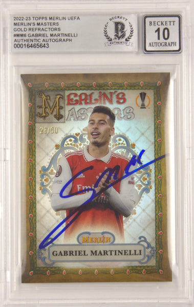 Gabriel Martinelli Signed 2022 Topps Merlin Masters Gold /50 - BGS 10 Autograph