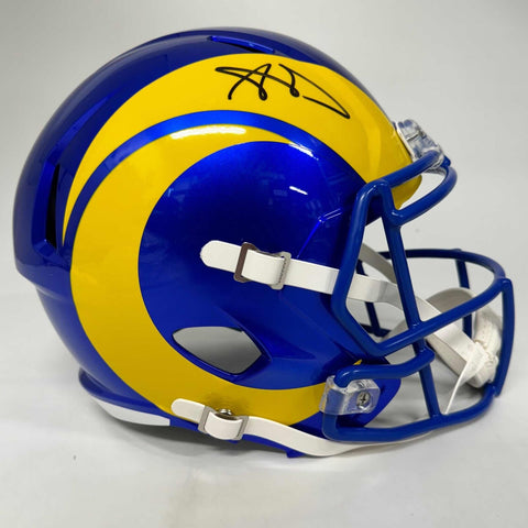 Autographed/Signed Aaron Donald Rams Full Size F/S Football Helmet Beckett COA