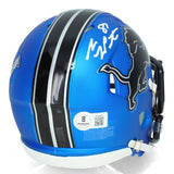 Sam LaPorta Autographed Detroit Lions Blue 2024 Alternate Mini Helmet Beckett
