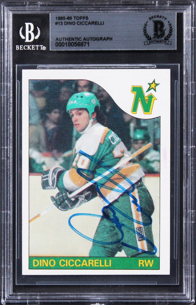 North Stars Dino Ciccarelli Authentic Signed 1985 Topps #13 Card BAS Slabbed 2