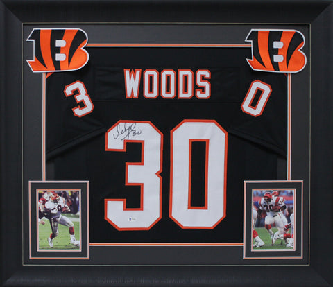 Ickey Woods Authentic Signed Black Pro Style Framed Jersey Autographed JSA Wit