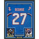 Framed Autographed/Signed Eddie George 35x39 Tennessee Retro Jersey Beckett COA