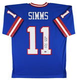 Giants Phil Simms "SB XXI MVP" Signed Blue Mitchell & Ness Jersey BAS Witnessed