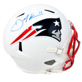 Julian Edelman New England Patriots Signed Riddell Flat White Replica Helmet JSA