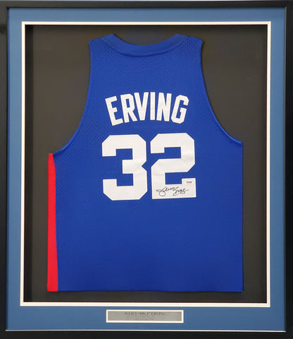 NETS JULIUS DR. J ERVING AUTOGRAPHED FRAMED ADIDAS JERSEY PSA/DNA 200422