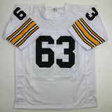 Autographed/Signed Dermontti Dawson HOF 12 Pittsburgh White Jersey JSA COA