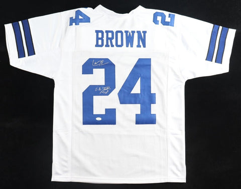 Larry Brown Signed Dallas Cowboys Jersey Inscribed "S.B. XXX MVP" (JSA COA) D.B.