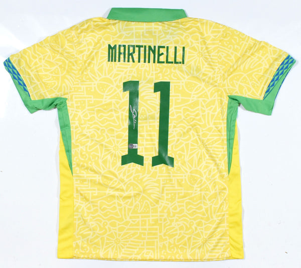 Gabriel Martinelli Autographed Brazil Home Soccer Jersey #11-Beckett Hologram *L