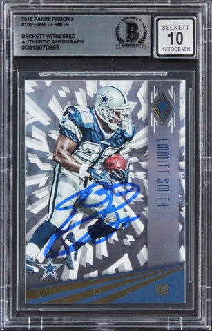 Cowboys Emmitt Smith Signed 2016 Panini Phoenix #109 Card Auto 10! BAS Slabbed