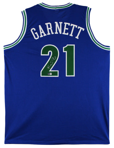 Kevin Garnett Authentic Signed Blue Throwback Pro Style Jersey BAS Witnessed