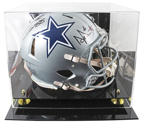 Cowboys CeeDee Lamb & Dak Prescott Signed F/S Speed Proline Helmet W/ Case BAS W