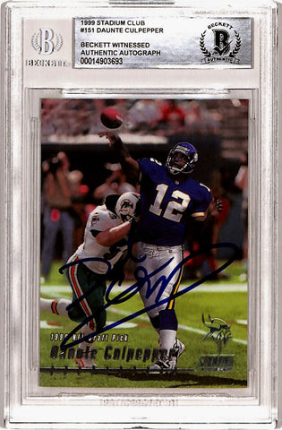 Daunte Culpepper Signed 1999 Stadium Club #151 Rookie Card Beckett Slab 40748