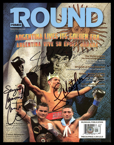 Martinez, Maidana & Matthysse Autographed Primer Round Magazine Beckett