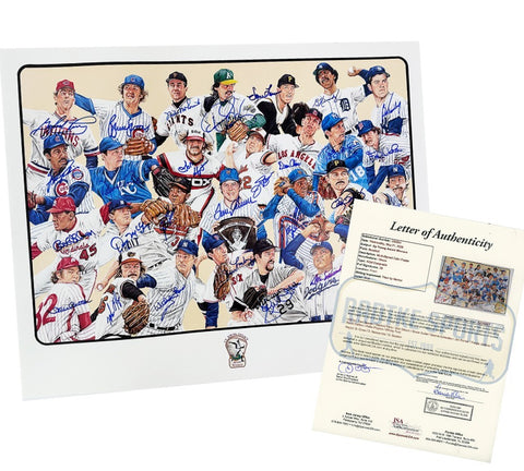 Tom Seaver Whitey Ford, Steve Carlton Signed Unframed Artist Composite Poster