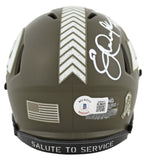 Rams Eric Dickerson & Marshall Faulk Signed STS Speed Mini Helmet BAS Witnesssed