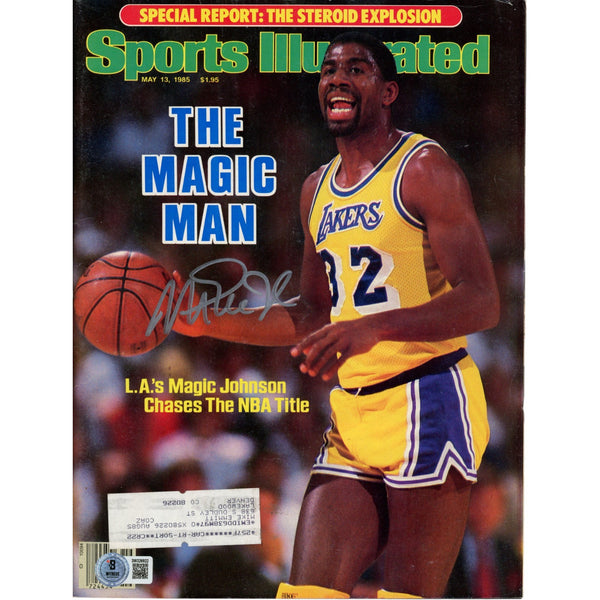 Magic Johnson Autographed Los Angeles Lakers Sports Illustrated Beckett 53084