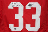 Ron Dayne Autographed/Signed College Style Red XL Jersey 99H Beckett 39307