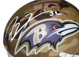 Ray Lewis Autographed Baltimore Ravens Camo Speed Mini Helmet Beckett 37457