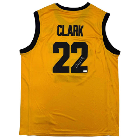 Autographed/Signed Caitlin Clark Iowa Yellow Basketball Jersey Panini COA