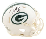 Dontayvion Wicks Signed Green Bay Packers White Mini Speed Helmet JSA QR Holo