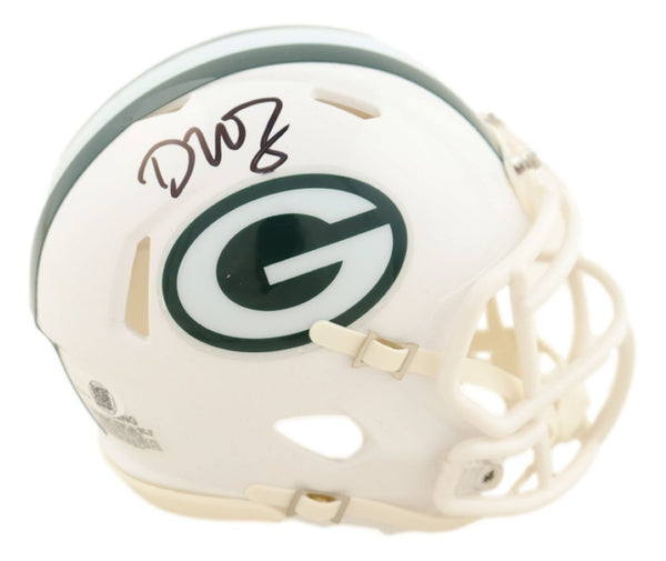 Dontayvion Wicks Signed Green Bay Packers White Mini Speed Helmet JSA QR Holo