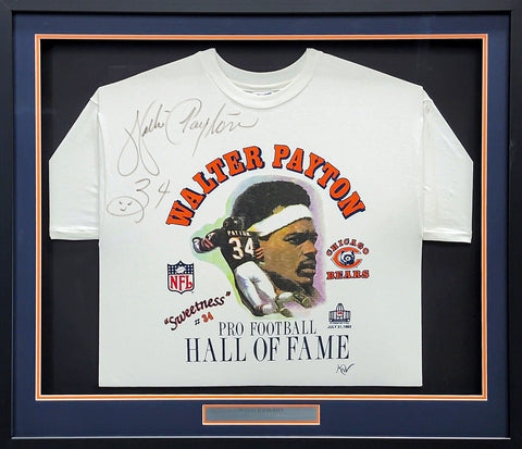 Bears Walter Payton Autographed Framed White Hall Of Fame Shirt PSA/DNA #AG04486