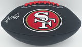 Joe Montana Autographed 49ers Black Logo Football Beckett Witness #WA82210