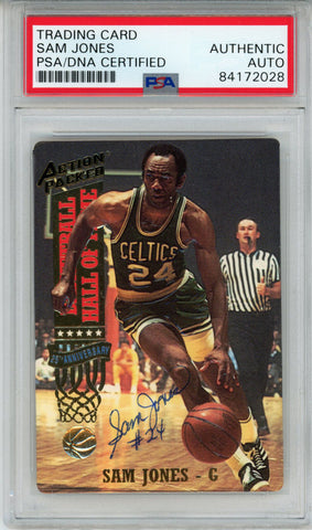 Sam Jones Autographed 1993 Action Packed #35 Trading Card PSA Slab 43808