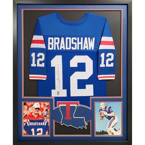 Terry Bradshaw Autographed Signed Framed College Louisiana Tech Authentic Jersey
