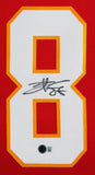 Chiefs Travis Kelce Authentic Signed Red Nike Limited Framed Jersey BAS Witness