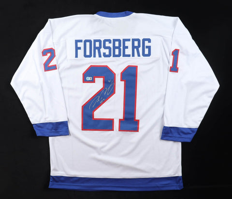 Peter Forsberg Signed Quebec Nordiques Jersey Inscribed "HOF 14"(Beckett) Center