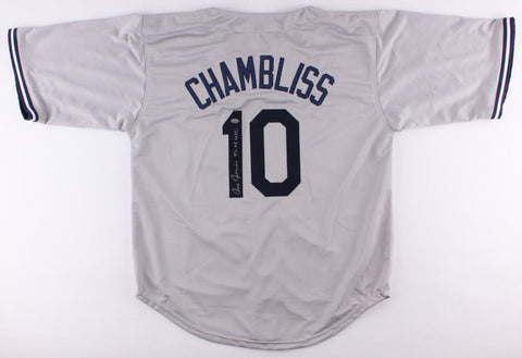 Chris Chambliss Signed New York Yankees Jersey Inscribed "77-78 WSC" (Leaf COA)