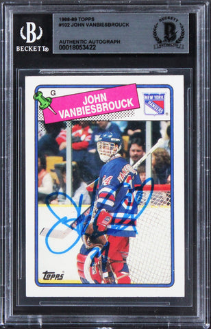 Rangers John Vanbiesbrouck Authentic Signed 1988 Topps #102 Card BAS Slabbed 1